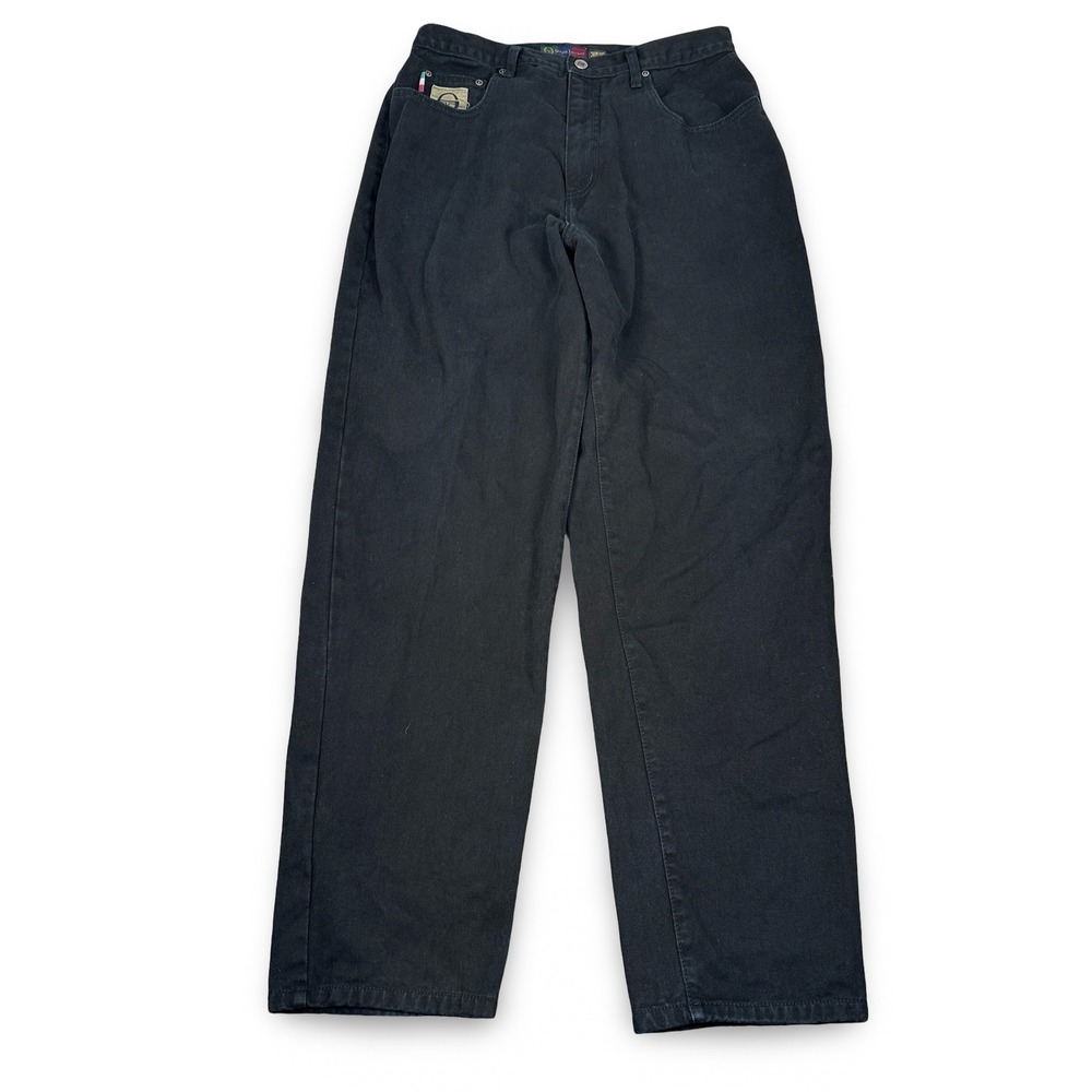 Vintage Sergio Tacchini Mens Black Cotton Relaxed Straight Pants‎ Size 36 USA